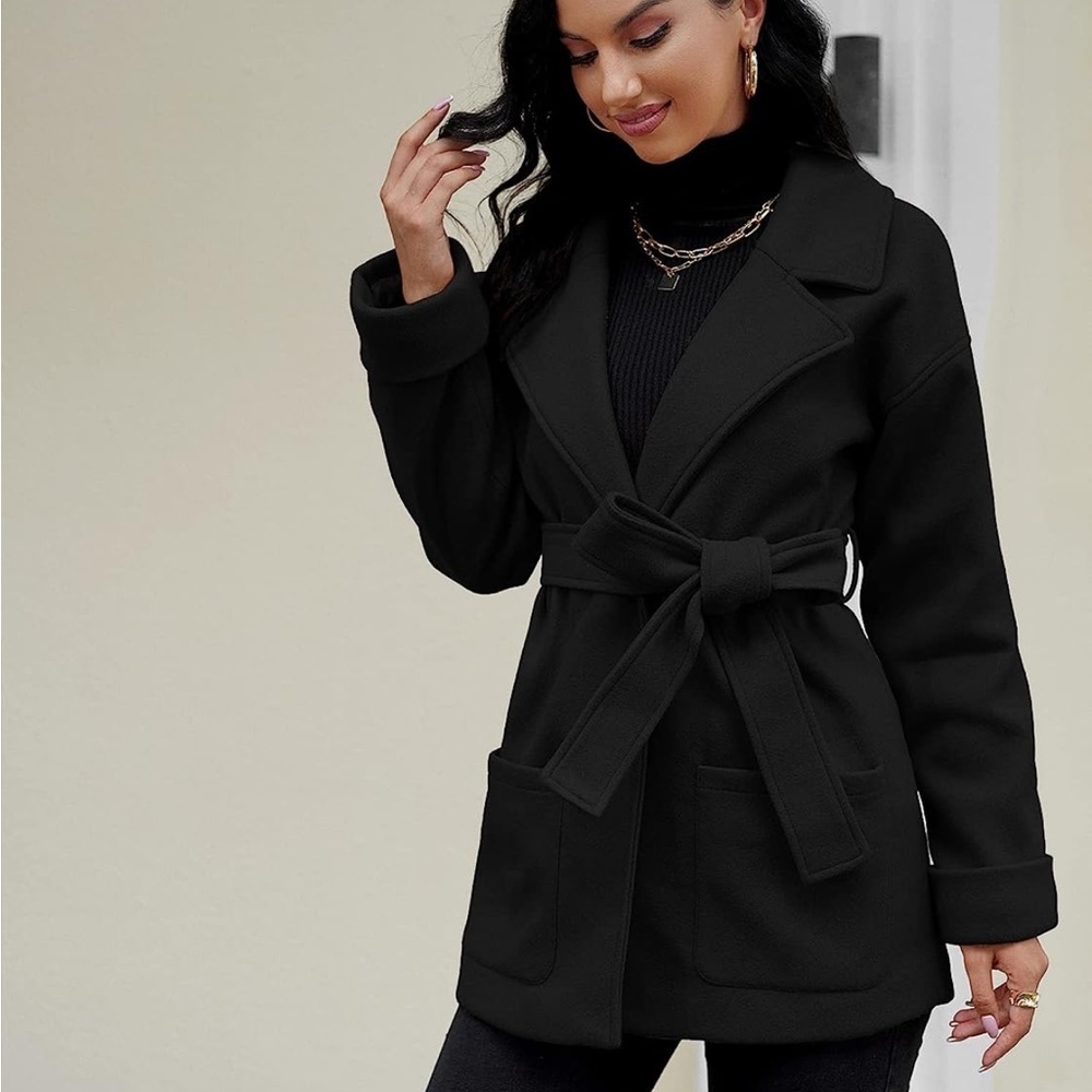 YOESEE Tan Womens Outerwear Pea Coats Long Sleeves Winter Lapel Collar Fall … - Picture 1 of 9